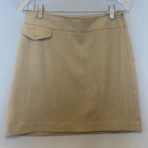 Banana Republic Skirt Womens 2 Tan Beige Knee Length Wool‎ Blend